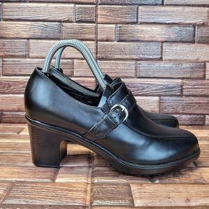 Dansko Norah Black Leather Buckle Strap Heels Womens Sizes